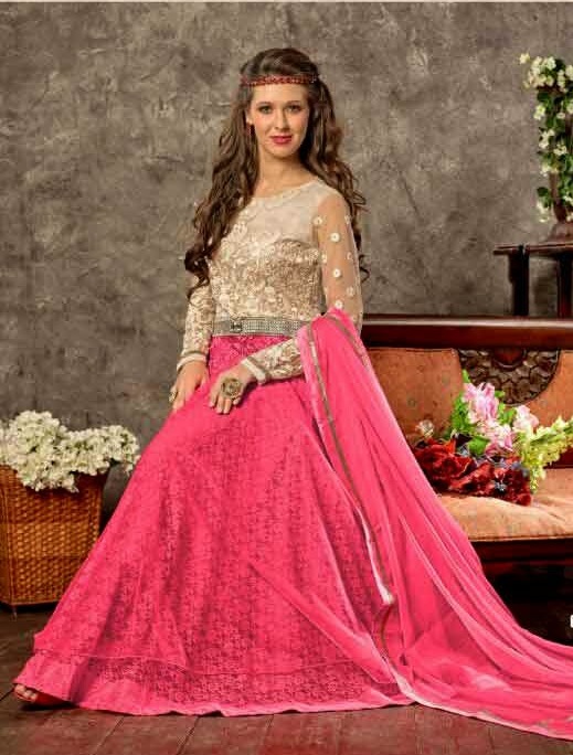 Magnificent Pink Designer Long Anarkali Salwar Kameez